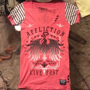Affliction small pink tee